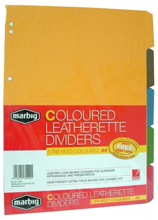 DIVIDERS A4 5 TAB LEATHERETTE COLOR